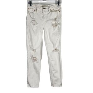 FREE PEOPLE DISTRESSED BUTTON FLY PANTS
